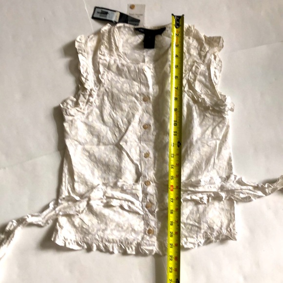 Marc by Marc Jacobs 0 Floral Top Ruffles White Button down Sleeveless Tie back - Picture 6 of 10